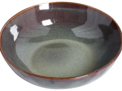 Set di 8 piatti fondi THYME Gres porcellanato Verde scuro