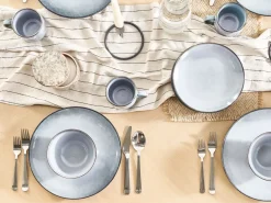 Set di 4 piatti grandi JUNIPER Gres porcellanato Azzurro