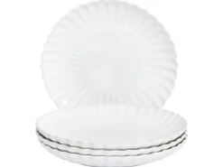 Set di 4 piatti grandi NETTLE Gres porcellanato Bianco