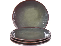 Set di 4 piatti grandi THYME Gres porcellanato Verde scuro