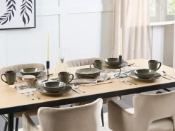 Set di 4 piatti grandi THYME Gres porcellanato Verde scuro