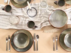 Set di 4 piatti grandi THYME Gres porcellanato Verde scuro
