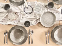 Set di 8 piatti piani COSTMARY Gres porcellanato Grigio