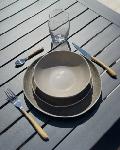 Set di 8 piatti piani COSTMARY Gres porcellanato Grigio