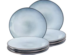 Set di 8 piatti piani JUNIPER Gres porcellanato Azzurro