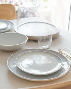 Set di 8 piatti piani SESAME Gres porcellanato Grigio chiaro