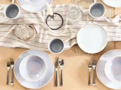 Set di 8 piatti piani SESAME Gres porcellanato Grigio chiaro