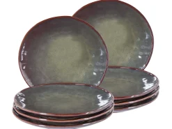 Set di 8 piatti piani THYME Gres porcellanato Verde scuro