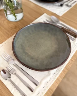 Set di 8 piatti piani THYME Gres porcellanato Verde scuro