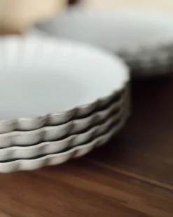 Set di 8 piattini da dessert NETTLE Gres porcellanato Bianco sporco