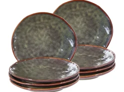 Set di 8 piattini da dessert THYME Gres porcellanato Verde scuro