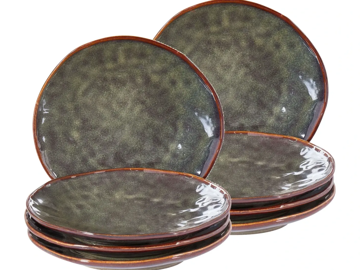 Set di 8 piattini da dessert THYME Gres porcellanato Verde scuro