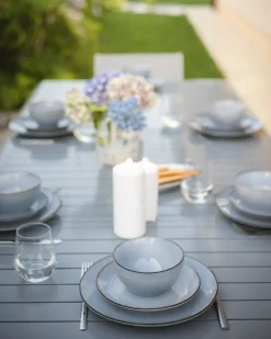 Set di 8 piattini da dessert JUNIPER Gres porcellanato Azzurro