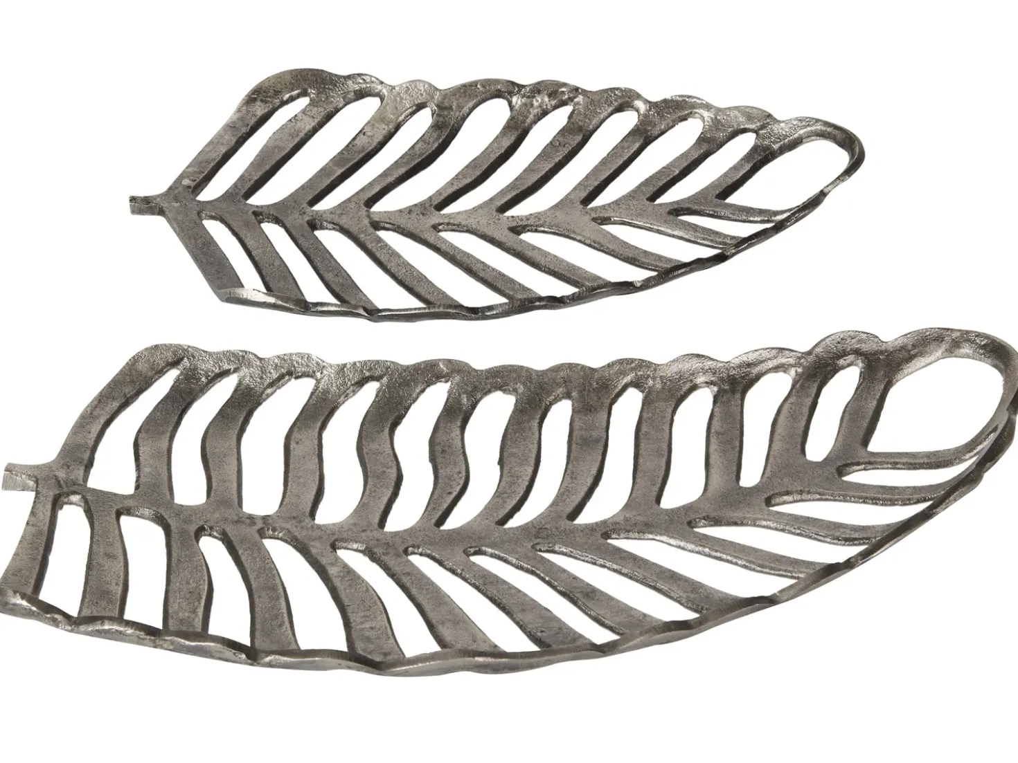 Set di 2 piattini portaoggetti Foglia AMNISOS Metallo Argento