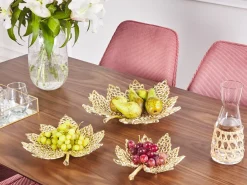 Set di 3 piattini portaoggetti Foglia PEMALI Metallo Oro