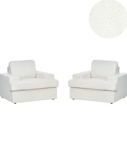 Set di 2 poltrone ALLA Bouclé Bianco sporco