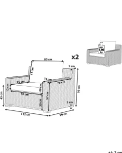 Set di 2 poltrone da giardino ARDEA Rattan Marrone chiaro