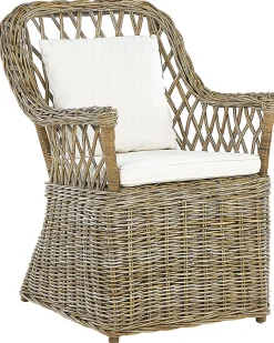 Set di 2 poltrone da giardino con cuscini MAROS Rattan Naturale
