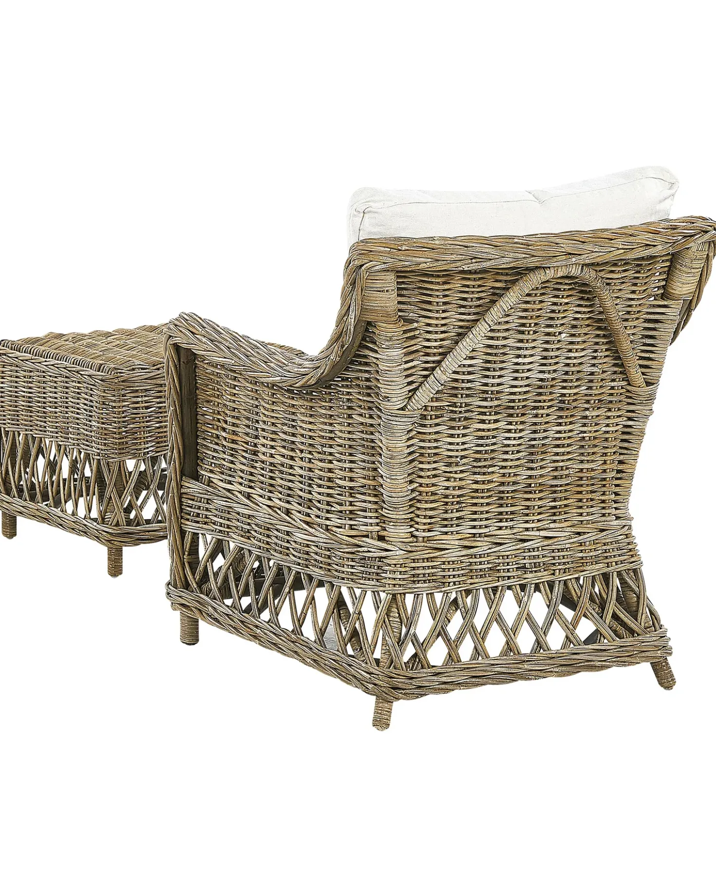 Set di 2 poltrone da giardino con cuscini RIBOLLA con poggiapiedi Rattan Naturale