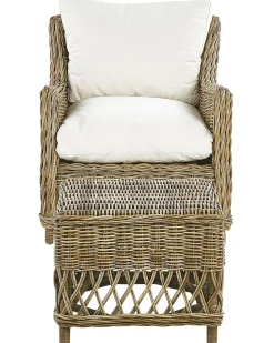 Set di 2 poltrone da giardino con cuscini RIBOLLA con poggiapiedi Rattan Naturale