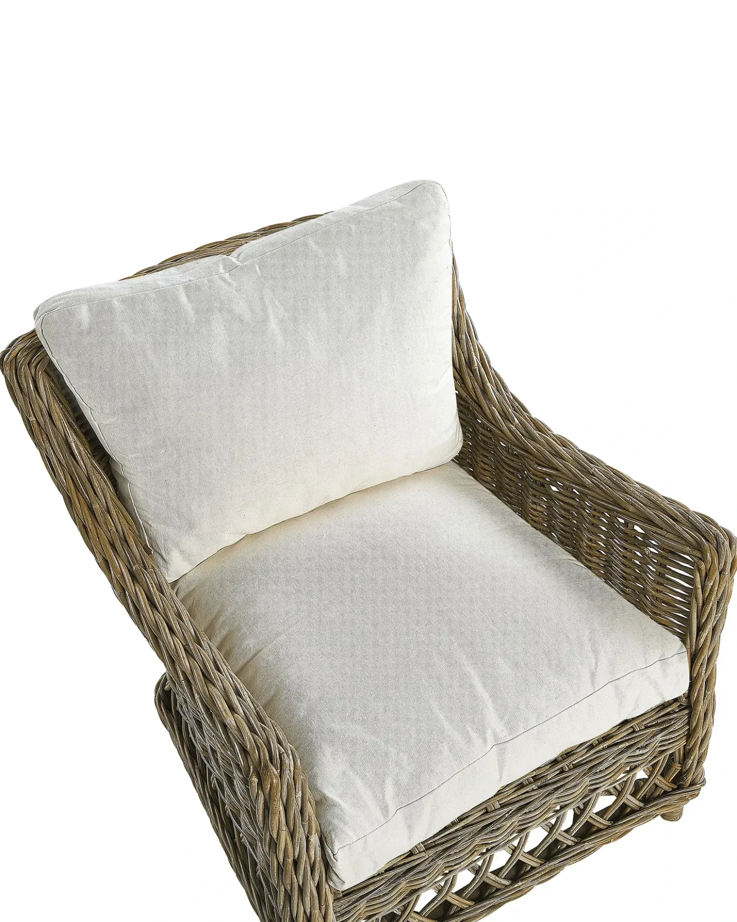 Set di 2 poltrone da giardino con cuscini RIBOLLA con poggiapiedi Rattan Naturale