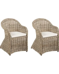 Set di 2 poltrone da giardino con cuscini SUSUA II Rattan Naturale