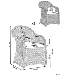 Set di 2 poltrone da giardino con cuscini SUSUA II Rattan Naturale