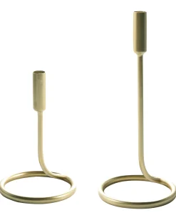 Set di 2 portacandele BUNYU Metallo 19/28 cm Oro