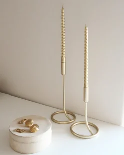 Set di 2 portacandele BUNYU Metallo 19/28 cm Oro