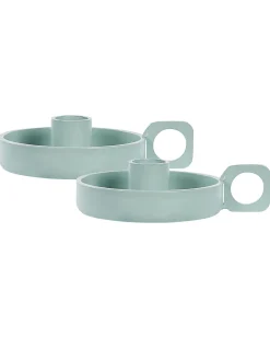 Set di 2 portacandele CHORIO Metallo 4 cm Verde menta