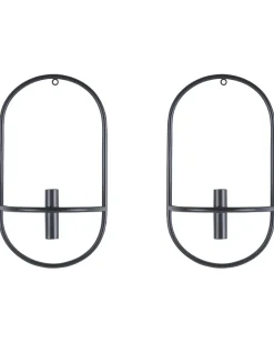 Set di 2 portacandele da parete CAVIANA Metallo 38 cm Nero