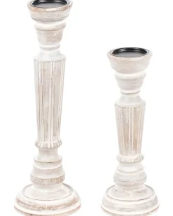 Set di 2 portacandele DARWA Legno di mango 30/40 cm Marrone chiaro