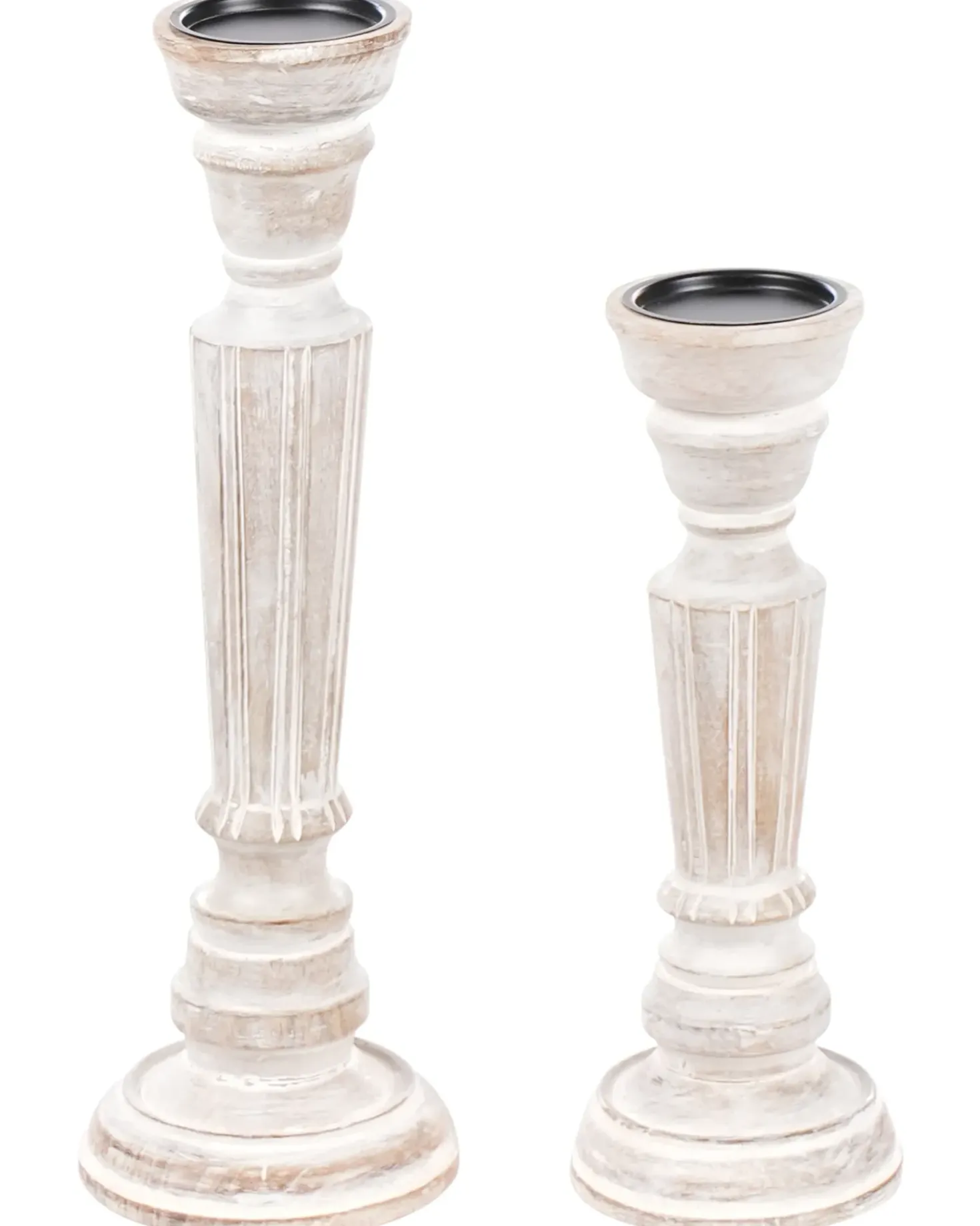 Set di 2 portacandele DARWA Legno di mango 30/40 cm Marrone chiaro