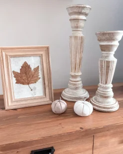 Set di 2 portacandele DARWA Legno di mango 30/40 cm Marrone chiaro