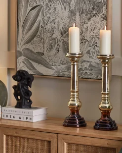 Set di 2 portacandele IMARTI Vetro 40 cm Oro