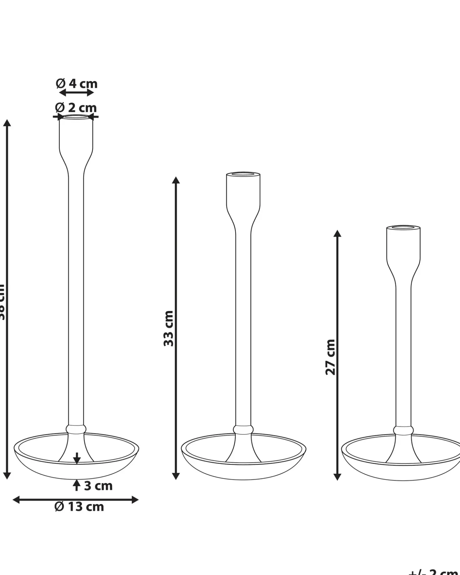 Set di 3 portacandele LIWUNG Metallo 27/33/38 cm Oro