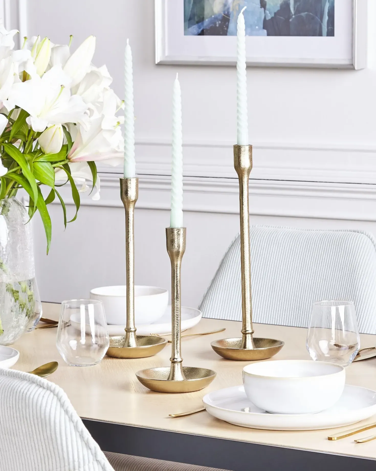 Set di 3 portacandele LIWUNG Metallo 27/33/38 cm Oro