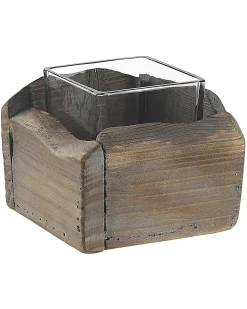 Set di 2 portacandele PLATEROS Legno di abete 15/12 cm Marrone scuro
