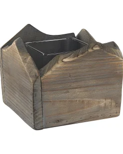 Set di 2 portacandele PLATEROS Legno di abete 15/12 cm Marrone scuro