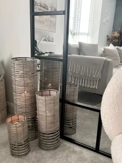 Set di 3 portacandele ROVARE Legno di pioppo 60/39/25 cm Grigio