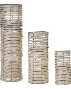 Set di 3 portacandele ROVARE Legno di pioppo 60/39/25 cm Grigio