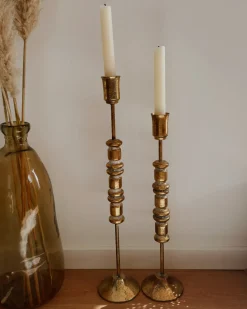Set di 2 portacandele SALAMINA Metallo 63/49 cm Oro