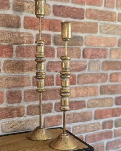 Set di 2 portacandele SALAMINA Metallo 63/49 cm Oro