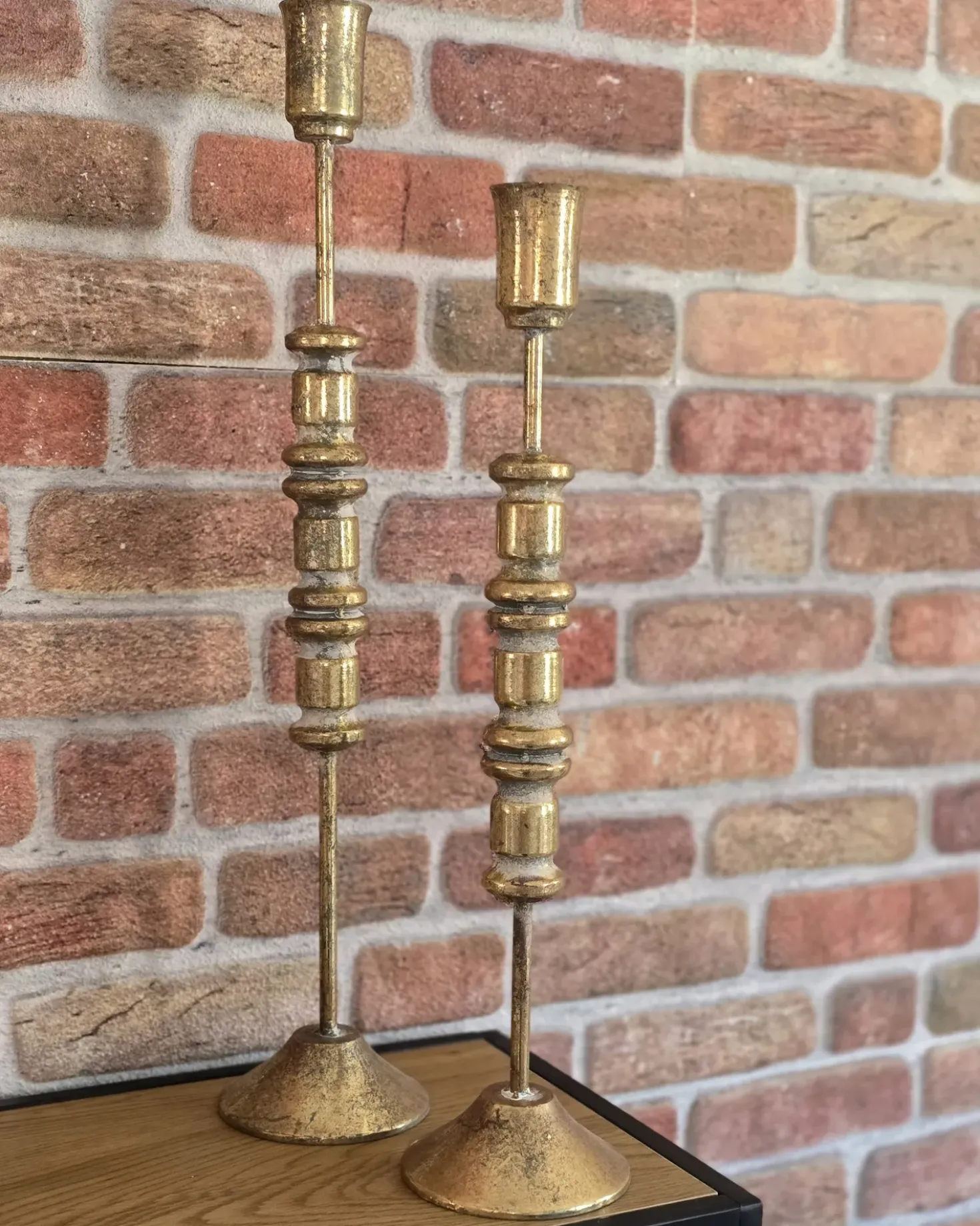 Set di 2 portacandele SALAMINA Metallo 63/49 cm Oro