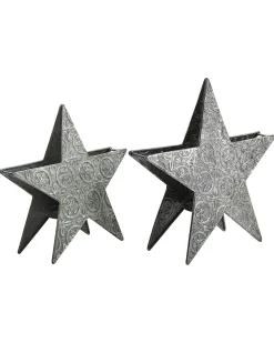 Set di 2 portacandele TORNIO Metallo 30/26 cm Argento