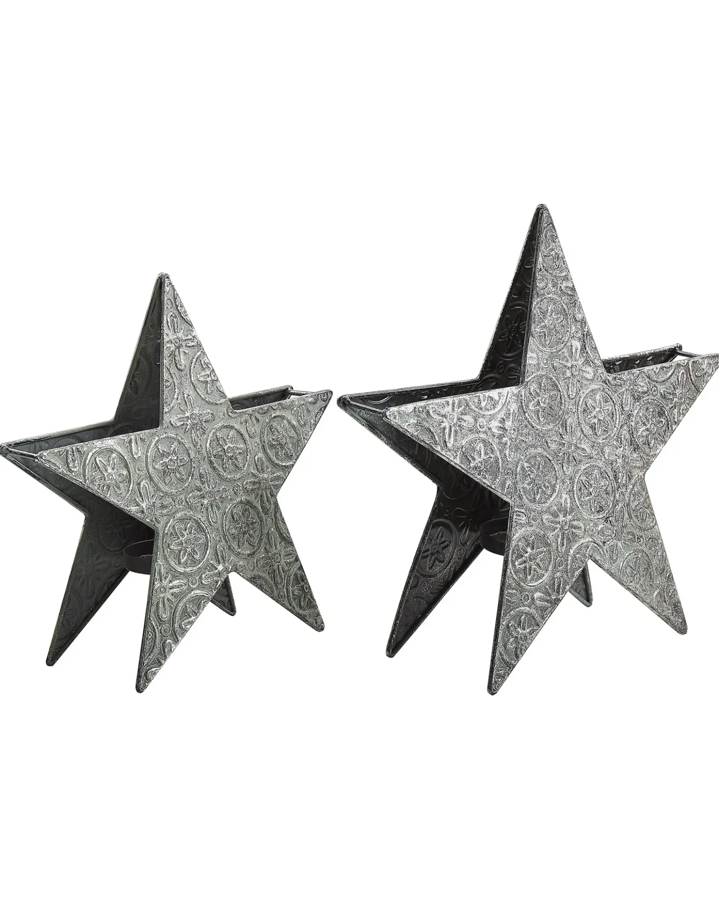 Set di 2 portacandele TORNIO Metallo 30/26 cm Argento