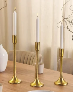 Set di 3 portacandele ZIMBABWE Metallo 36 cm Oro