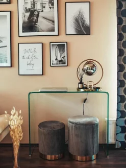 Set di 2 pouf contenitore MIRAMAR Velluto Grigio
