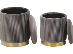 Set di 2 pouf contenitore MIRAMAR Velluto Grigio