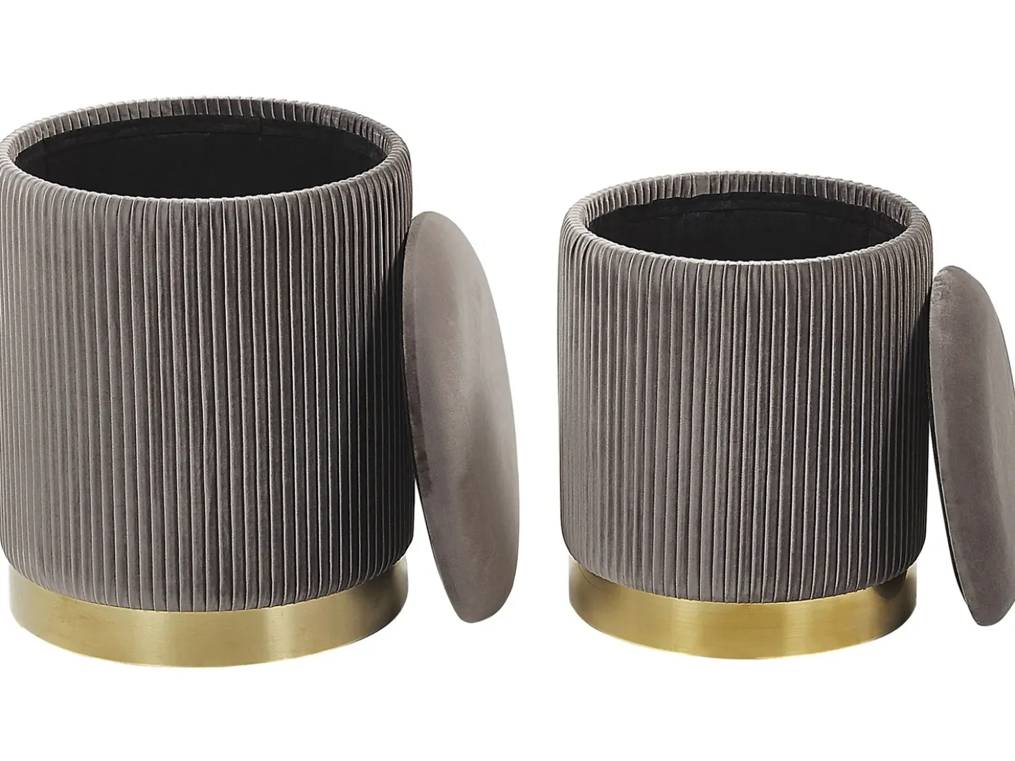Set di 2 pouf contenitore MIRAMAR Velluto Grigio